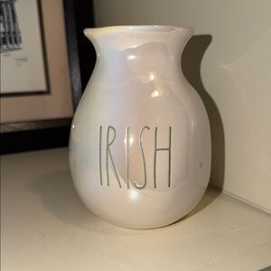 Rae Dunn Iridescent Vase with Green 'Irish' Text